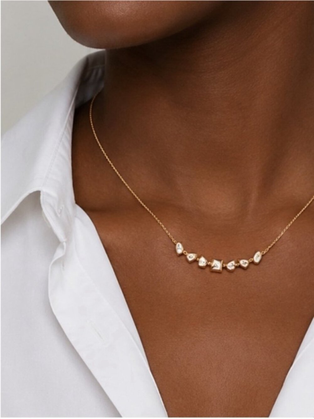 New! Anthropologie 14K Gold Plated Crystal Mix Necklace NWT